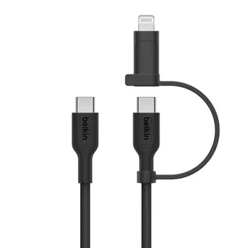 2-IN-1 USB-C & LTG BRAIDED CABLE, PCR, 1.5M, BLK