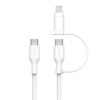 2-IN-1 USB-C & LTG BRAIDED CABLE, PCR, 1.5M,WHT