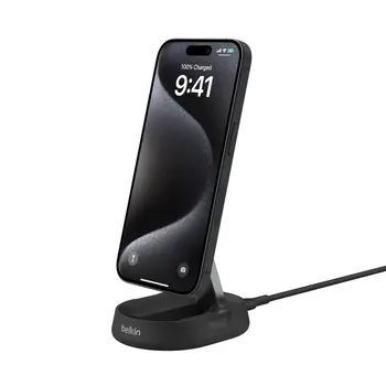 BOOST^CHARGE™ Folding Wireless Charging Stand with Qi2/MagSafe Compatible 15w, Black