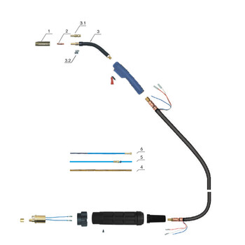 Ντίζα Teflon 3m*1,5mm*ø4,0mm για τσιμπίδα MIG
