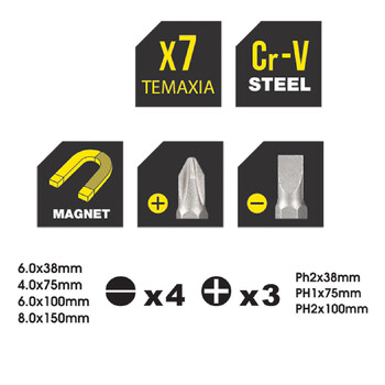 TOP MASTER Κατσαβίδια CR-V σετ 7τεμ 225104 TOP MASTER Κατσαβίδια CR-V σετ 7τεμ 225104