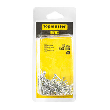 TOP MASTER Πριτσίνια αλουμινίου 50τεμ 3x8mm 511147 TOP MASTER Πριτσίνια αλουμινίου 50τεμ 3x8mm 511147