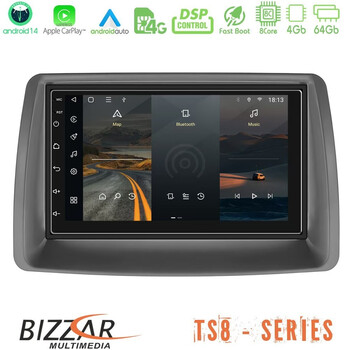 Bizzar Fiat Panda 2003-2012 8core Android14 4+64gb Navigation Multimedia Deckless 7" με Carplay/androidauto (Oem Style) u-ts8-Ft006