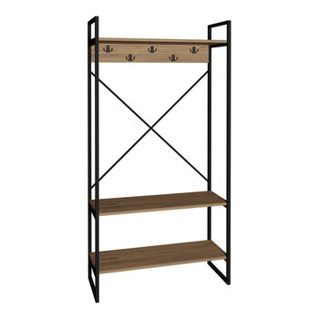 Έπιπλο εισόδου Levento pakoworld oak με μαύρο μεταλλικό σκελετό 88x34x180εκ