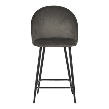 Σκαμπό μπαρ μεσαίου ύψους Perch pakoworld βελούδο σε ανθρακί απόχρωση με μαύρα μεταλλικά πόδια 50x43x99εκ 2 τμχ