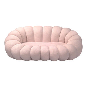 Καναπές Embrace pakoworld μπουκλέ ύφασμα σε ροζ απόχρωση 180x105x65εκ