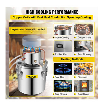 Αποστακτήρας Αλκοόλ από Ανοξείδωτο Ατσάλι 19 Lt VEVOR ZLSJ5GALZLQ000001V0