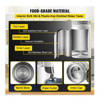 Αποστακτήρας Νερού 1.3 Lt/H με Δοχείο 4 Lt 750 W VEVOR HR-1ZLSJ000000001V2