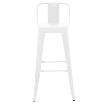 Σκαμπό μπαρ με πλάτη Utopia pakoworld μέταλλο σε λευκή ματ απόχρωση 42x42x97εκ