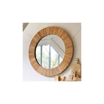 Ξύλινος Στρογγυλός Καθρέπτης Τοίχου 83 cm Atmosphera 173841