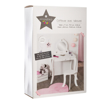 Παιδικό Ξύλινο Μπουντουάρ με Καθρέπτη και Σκαμπό 71.5 x 50.5 x 91 cm Atmosphera 127183 Παιδικό Ξύλινο Μπουντουάρ με Καθρέπτη και Σκαμπό 71.5 x 50.5 x 91 cm Atmosphera 127183