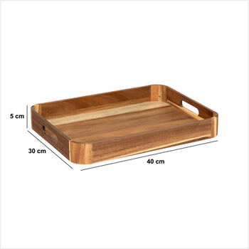 5FIVE Simply smart Ορθογώνιος Δίσκος Σερβιρίσματος Ακακίας 40x30 εκ. με Ενσωματωμένες Λαβές 190136