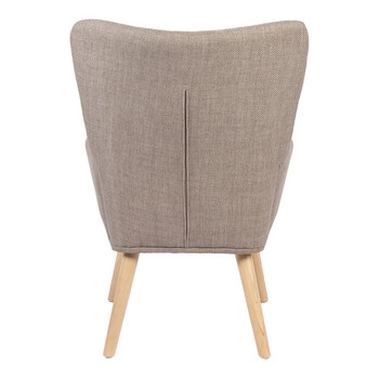 Πολυθρόνα-μπερζέρα Gerlina pakoworld γκρι-μπεζ ύφασμα με πόδι σε φυσική απόχρωση 71x64x94εκ