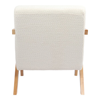 Πολυθρόνα Garifa pakoworld λευκό ύφασμα με πόδι σε φυσική απόχρωση 79x75x75εκ