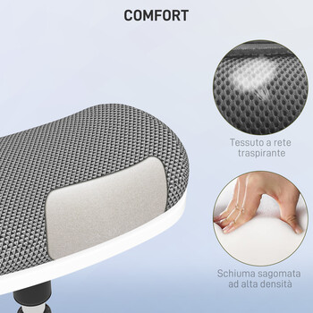 HOMCOM Εργονομικό και επενδεδυμένο σκαμπό με ρυθμιζόμενο ύψος με κλίση 5°, 41,5x41,5x51,5-71,5 cm, γκρι 921-708V00GY