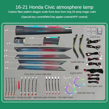DIQ AMBIENT HONDA CIVIC X FULL mod. 2016-2021 (Digital iQ Ambient Dynamic Light for Honda Civic mod. 2016-2021 with 23 Lights - FULLKIT)