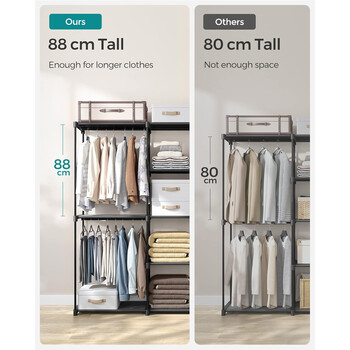 Φορητή Ανοιχτή Ντουλάπα – 43 x 182 x 182 cm – Μαύρο RYG037B02 Songmics