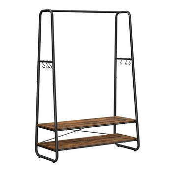 Μεταλλική Κρεμάστρα Ρούχων Δαπέδου με 2 Ξύλινα Ράφια 100 x 45 x 160 cm VASAGLE RGR112B01