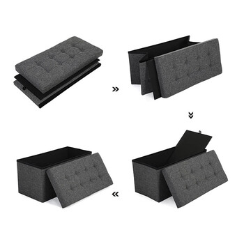 Πτυσσόμενο Σκαμπό με Αποθηκευτικό Χώρο 76 x 38 x 38 cm Χρώματος Σκούρο Γκρι Songmics LSF46GYZ