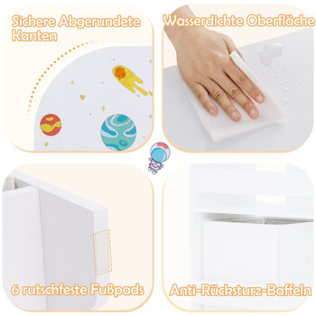 Costway  Παιδική Βιτρίνα Αποθήκευσης με Ράφια και Υφασμάτινα Συρτάρια - Ιδανική για Παιδικό Δωμάτιο JZ10080