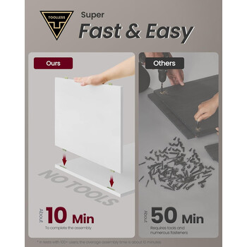 VASAGLE Κομοδίνο 45x35x58.7cm με 3 Συρτάρια, Χωρίς Εργαλεία Συναρμολόγησης, Λευκό & Μπεζ Καπουτσίνο LET778W01