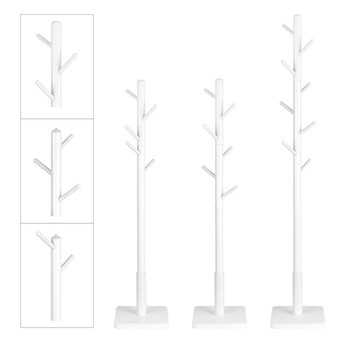 Ξύλινος Καλόγερος με 8 Γάντζους και Ρυθμιζόμενο Ύψος 30 x 30 x 175 cm VASAGLE RCR010W02