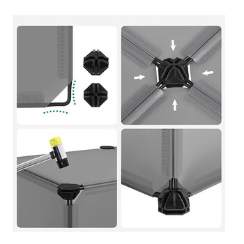 Πολυμορφική Πλαστική Παπουτσοθήκη με 10 Θήκες Χρώματος Γκρι Songmics LPC010G01