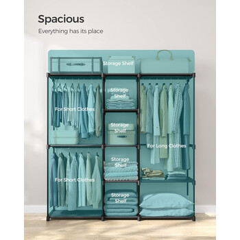 Φορητή Ανοιχτή Ντουλάπα – 43 x 182 x 182 cm – Μαύρο RYG037B02 Songmics