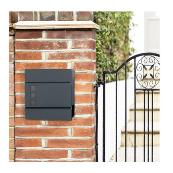 Γραμματοκιβώτιο από Ανοξείδωτο Ατσάλι 37 x 10.5 x 37 cm Χρώματος Γκρι Songmics GMB052G01