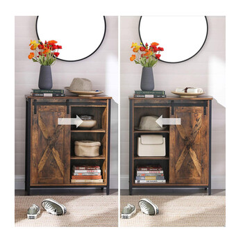 Μεταλλικό Έπιπλο με 3 Ράφια και Συρόμενη Πόρτα 70 x 30 x 80 cm VASAGLE LSC88BX