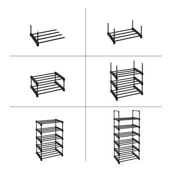 Μεταλλικό Stand Αποθήκευσης Παπουτσιών με 6 Ράφια 45 x 30 x 106 cm Songmics LSA23BK