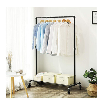 Μεταλλική Κρεμάστρα Ρούχων Δαπέδου 100 x 163 x 49 cm με Ρόδες Songmics HSR61BK