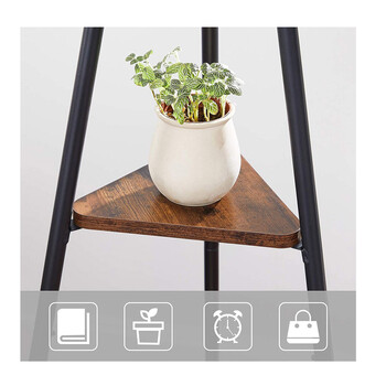 Μεταλλικός Καλόγερος με 2 Ξύλινα Ράφια 49.5 x 49.5 x 179 cm VASAGLE RCR016B02