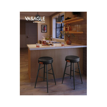 Σετ Σκαμπό Μπαρ 2 τμχ Χρώματος Μαύρο VASAGLE LBC080B01