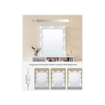 Ξύλινο Μπουντουάρ με Καθρέπτη και Φωτισμό 80 x 40 x 145 cm VASAGLE RDT114W01