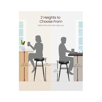 Σετ Σκαμπό Μπαρ 2 τμχ Χρώματος Μαύρο VASAGLE LBC080B01