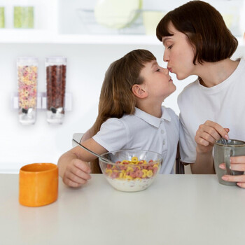 BAKAJI  Διπλός Διανομέας Δημητριακών με Στήριξη στον Τοίχο Διανομέας Κορν Φλέικς Λευκός 02840980