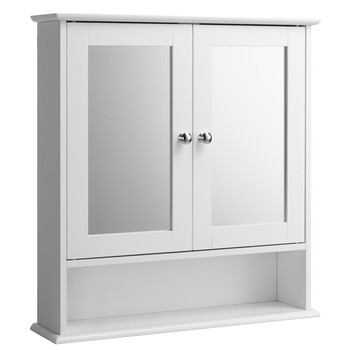 BAKAJI  Κινητό Ντουλάπι Τοίχου Μπάνιου με Καθρέφτη και Ξύλινα Διπλά Πορτάκια 02837953