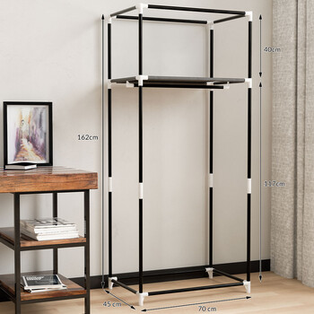 BAKAJI  Ντουλάπα από ύφασμα TNT Γκαρνταρόμπα Κρεμάστρα με ράφι 70x46x160 εκ. Γκρι  02838698