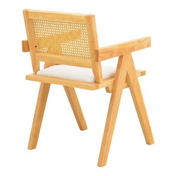 Πολυθρόνα Winslow pakoworld rubberwood σε φυσική απόχρωση-ύφασμα λευκό 51x54x80εκ