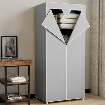 BAKAJI  Ντουλάπα από ύφασμα TNT Γκαρνταρόμπα Κρεμάστρα με ράφι 70x46x160 εκ. Γκρι  02838698