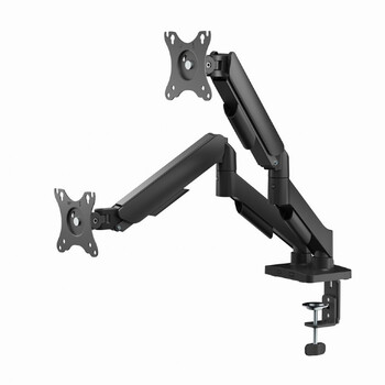 GEMBIRD ADJUSTABLE DESK 2-DISPLAY MOUNTING ARM WITH USB PORTS, 17”-32” BLACK