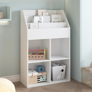 BAKAJI  Παιδική Βιβλιοθήκη Ξύλινη Ράφι 5 Επιπέδων για Παιχνίδια και Βιβλία Λευκό  02814206