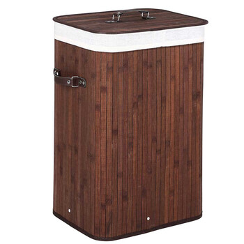 BAKAJI  Πτυσσόμενο Καλάθι Απλύτων από Μπαμπού με Καφέ Ύφασμα  02822552