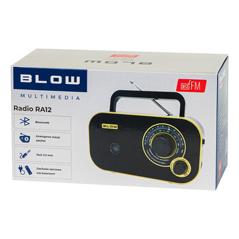 DM-77-542 . Φορητό αναλογικό ραδιόφωνο AM/FM BLOW RA12 μαύρο-χρυσό