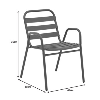 Πολυθρόνα Sussie pakoworld στοιβαζόμενη ανθρακί μέταλλο με φέτες αλουμινίου 45x62x76εκ