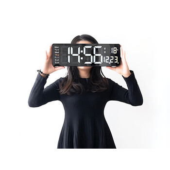 Ψηφιακό Ηλεκτρονικό LED Ρολόι Τοίχου με Θερμοκρασία, Ημερομηνία & Χειριστήριο 13 x 39 x 3cm 5907451370636 Verk Group