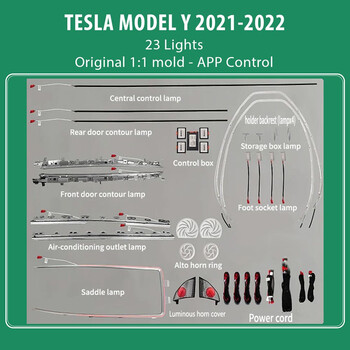 DIQ AMBIENT TESLA MODEL Y mod. 2021> (Digital iQ Ambient Light for Tesla Model Y mod. 2021> with 23 Lights)