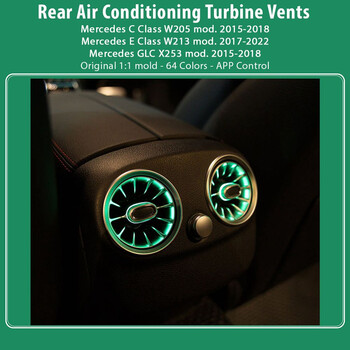 DIQ AMBIENT 8176 I REAR AIRVENTS for BENZ C-GLC-E (Digital iQ Rear Turbine Air Vent Ambient Light Kit for MERCEDES C - GLC mod. 2015-2018 - E mod. 2017-2020)