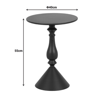 Βοηθητικό τραπέζι Lalou pakoworld μέταλλο σε μαύρη απόχρωση Φ40x55εκ